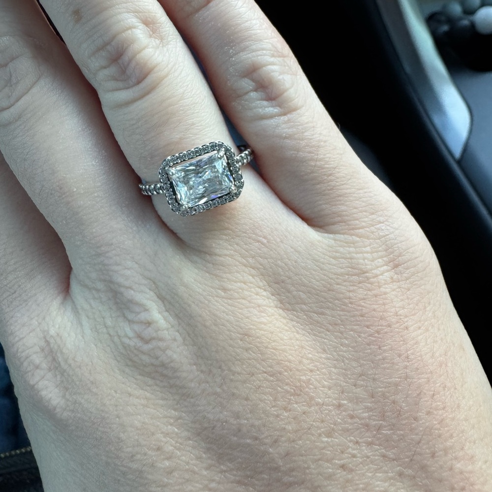 Pandora Silver Ring with Clear Stone